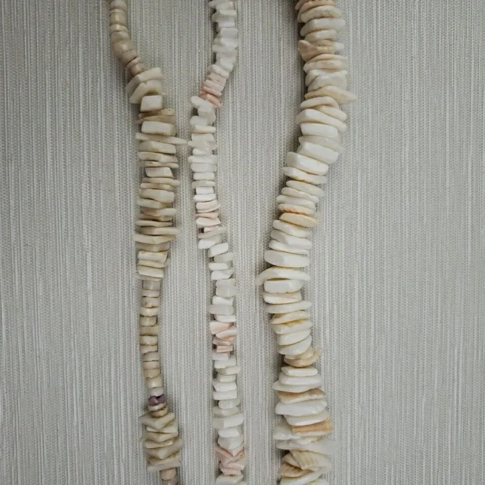 3 Natural Puka Shell Chip Necklaces Summer Beach Surfer Nautical VTG- Now
